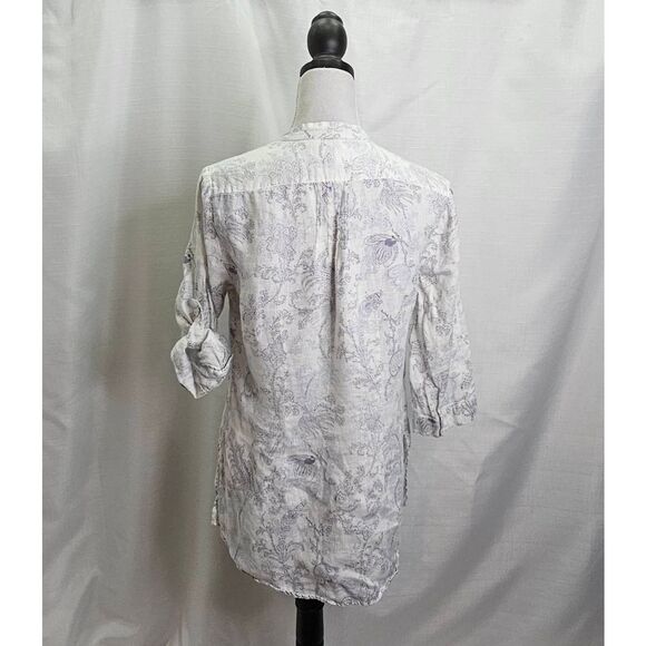 Malvin I Love Linen White and Purple Floral Linen Tunic Size Small - Picture 9 of 9